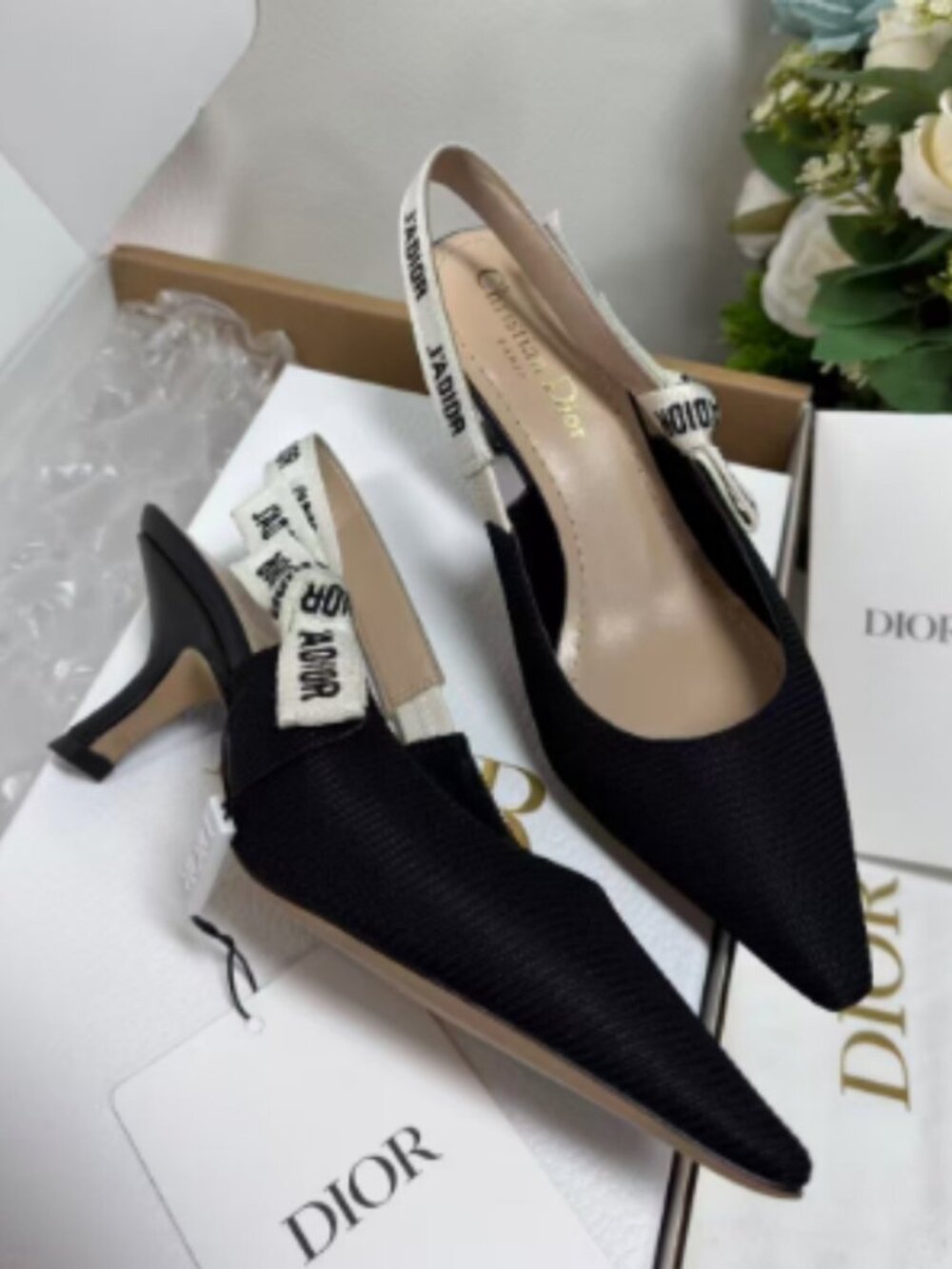 Dior Black Slingback Pumps